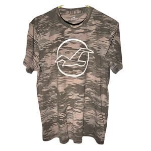 Hollister Men's Camouflage Logo Tee - Green & Grey Casual